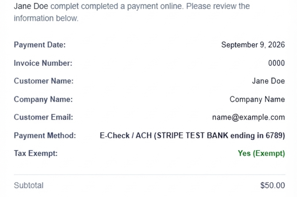 Wall to Wall Carpet and Interior - Email Payment Reciept